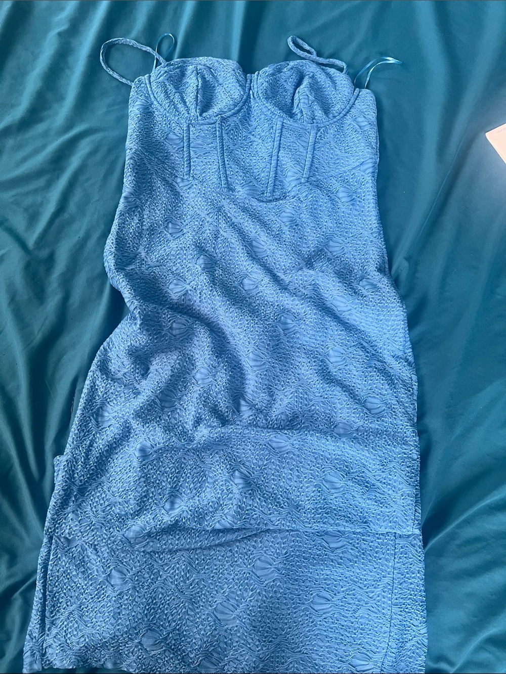 Fashion Nova Blue Lace Maxi Dress XL